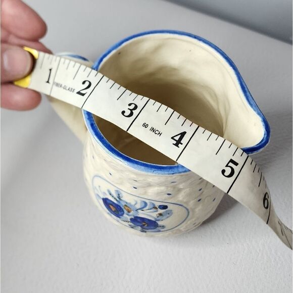 Small Pitcher or Creamer Hand Painted JAPAN Blue Flowers & Dots Embossed - Picture 7 of 7